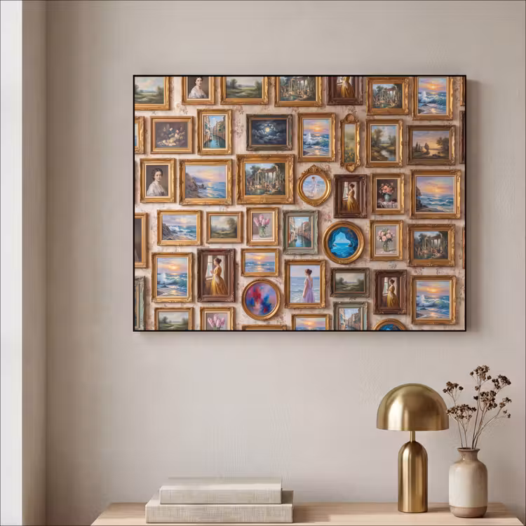 Interieur - Kunst - Collectie - Klassiek - Goud Textielframe zwart klein -sfeer2