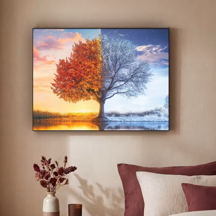 Seizoenen - Kunst - Boom - Herfst - Winter Textielframe zwart klein -sfeer1