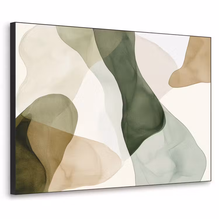 Japandi - Abstract - Groen Textielframe zwart klein -3d