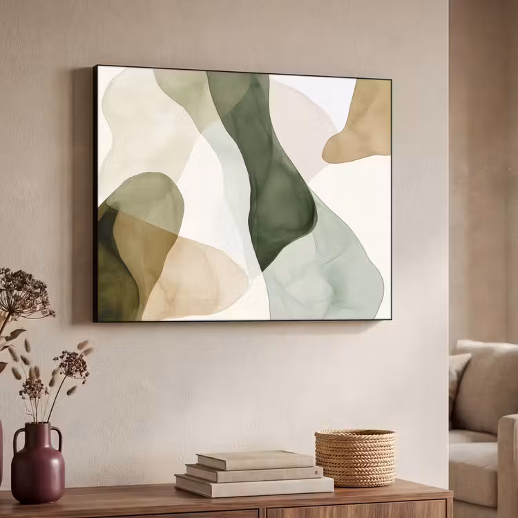 Japandi - Abstract - Groen Textielframe zwart klein -sfeer3