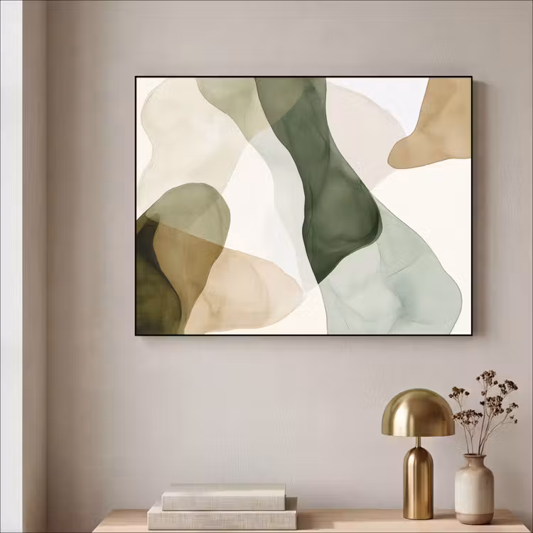 Japandi - Abstract - Groen Textielframe zwart klein -sfeer2