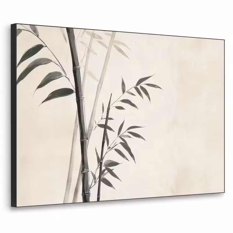 Japandi - Bamboe - Beige Textielframe zwart klein -3d