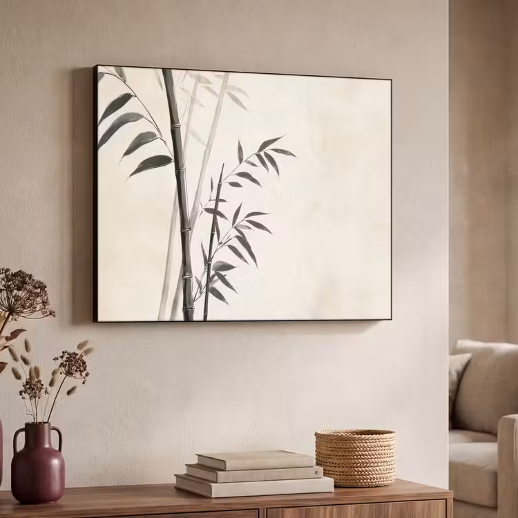 Japandi - Bamboe - Beige Textielframe zwart klein -sfeer3