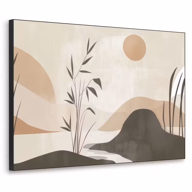Japandi - Landschap - Beige Textielframe - compleet frame klein -3d