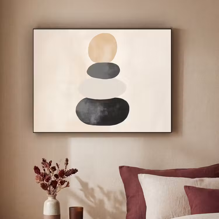Japandi - Wabi sabi - Beige Textielframe zwart klein -sfeer1