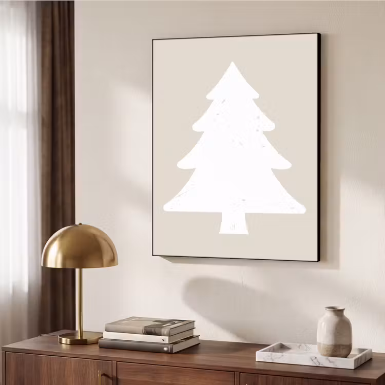Japandi - Kerstboom - Beige - Kerstversiering Textielframe zwart klein -sfeer3