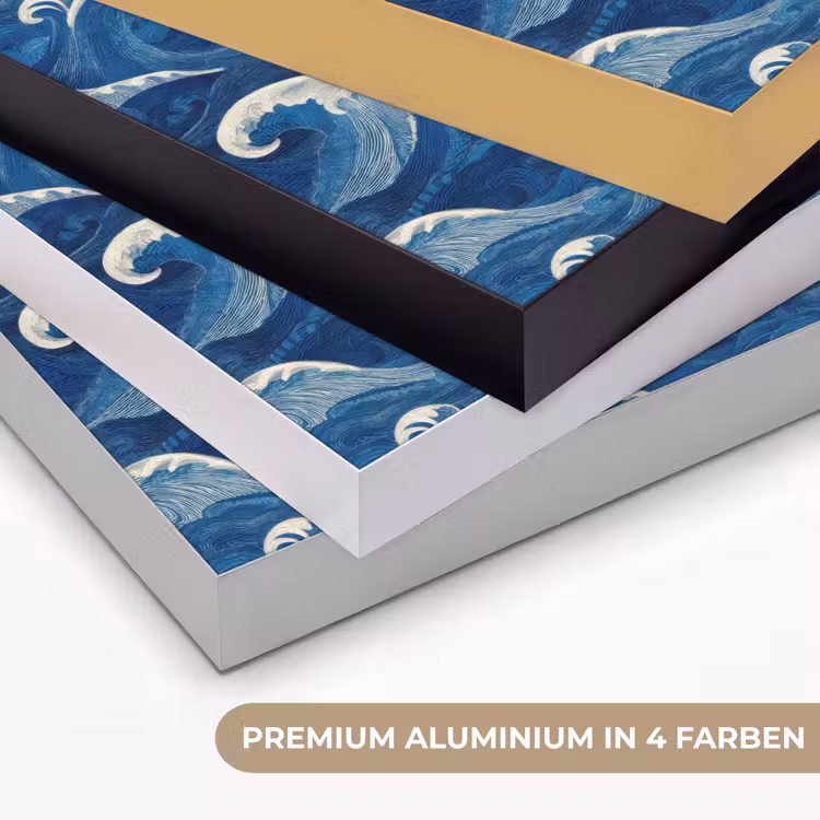 Japans - Oceaan - Golven - Blauw Textielframe zwart klein 947 -USP_kleurenDE