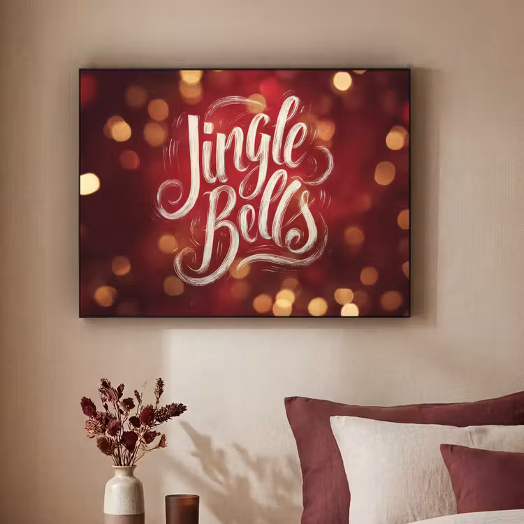 Jingle - Bells - Kerst - Rood Textielframe - compleet frame klein -sfeer1