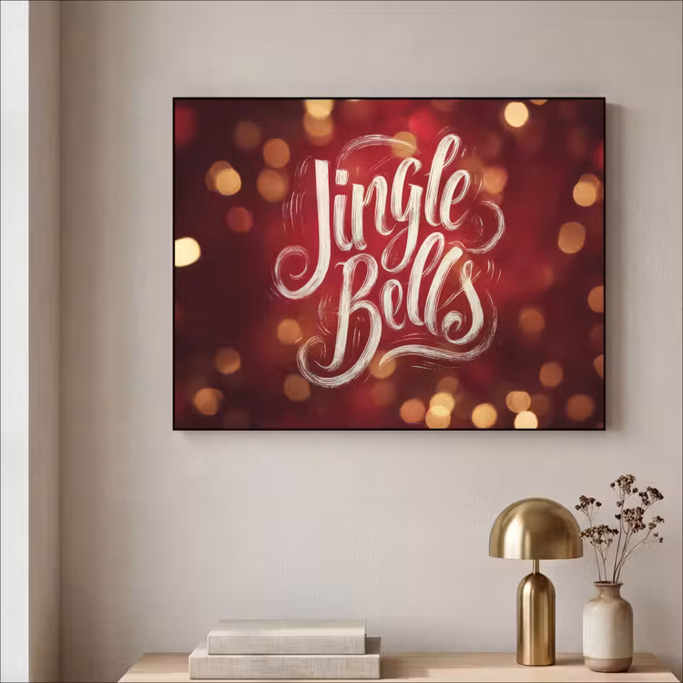Jingle - Bells - Kerst - Rood Textielframe zwart klein -sfeer2