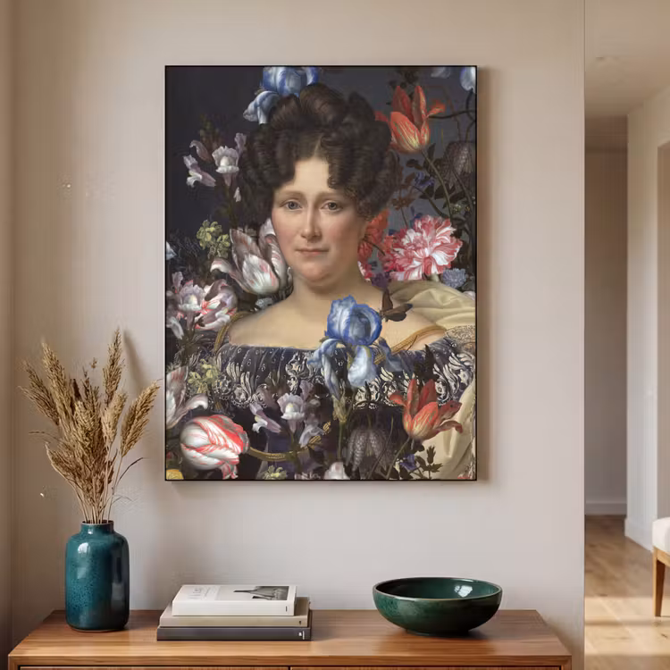 Johanna Henriette Engelen - Dubois Drahonet - Bloemen Textielframe zwart klein -sfeer1