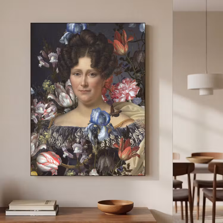 Johanna Henriette Engelen - Dubois Drahonet - Bloemen Textielframe zwart klein -sfeer2
