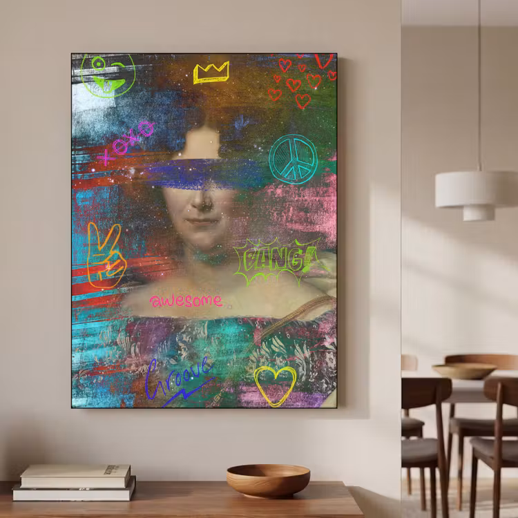 Johanna Henriette Engelen - Dubois Drahonet - Graffiti Textielframe zwart klein -sfeer2