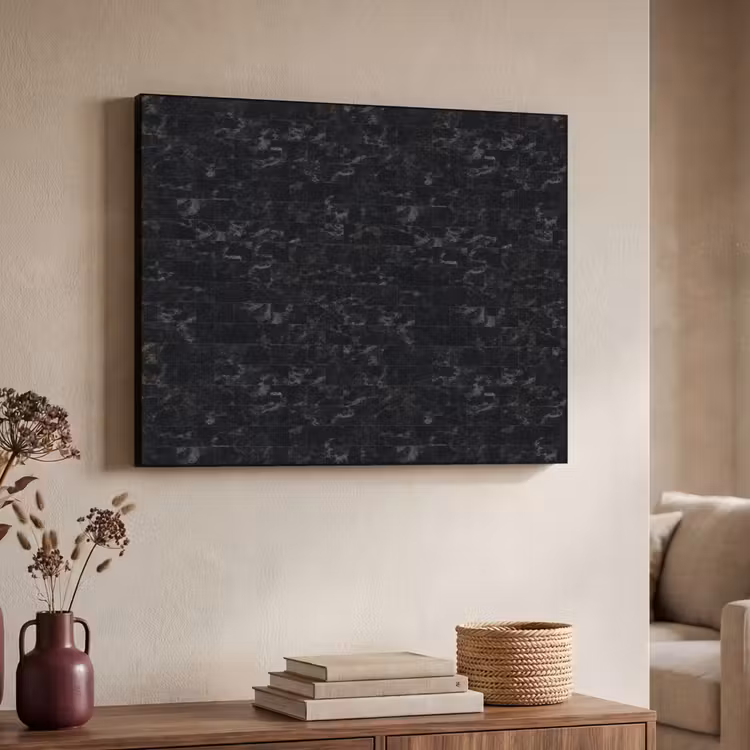 Tegels - Patroon - Marmer - Zwart Textielframe zwart klein 947 -sfeer3