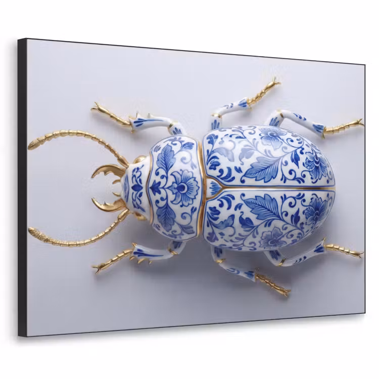 Art Frame - Käfer - Delfts - Blau - Gold - Kever - Delfts - Blauw - Goud Textielframe zwart klein