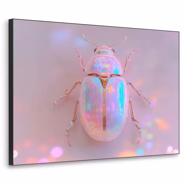 Kever - Metallic - Lichteffect - Roze Textielframe zwart klein -3d