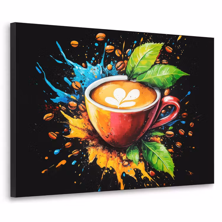 Koffie - Graffiti - Drinken - Abstract Textielframe zwart klein -3d