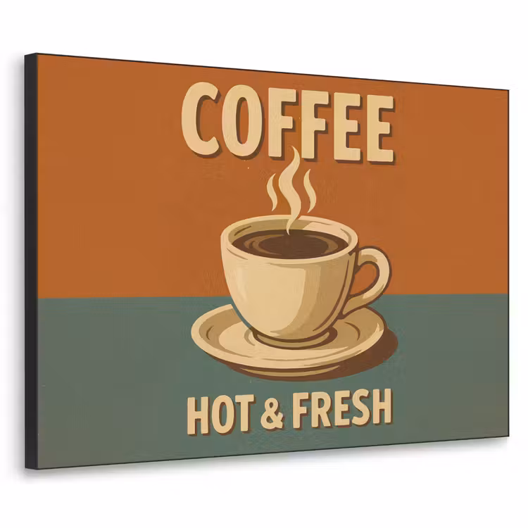 Koffie - Kop - Vintage - Quote Textielframe - compleet frame klein -3d