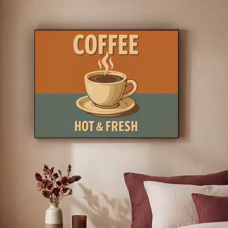 Koffie - Kop - Vintage - Quote Textielframe - compleet frame klein -sfeer1