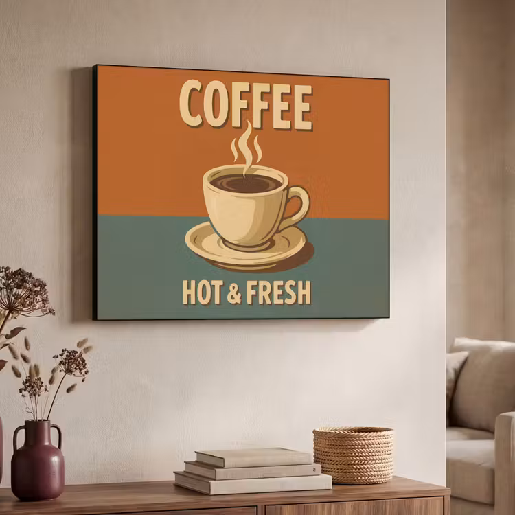 Koffie - Kop - Vintage - Quote Textielframe zwart klein -sfeer3