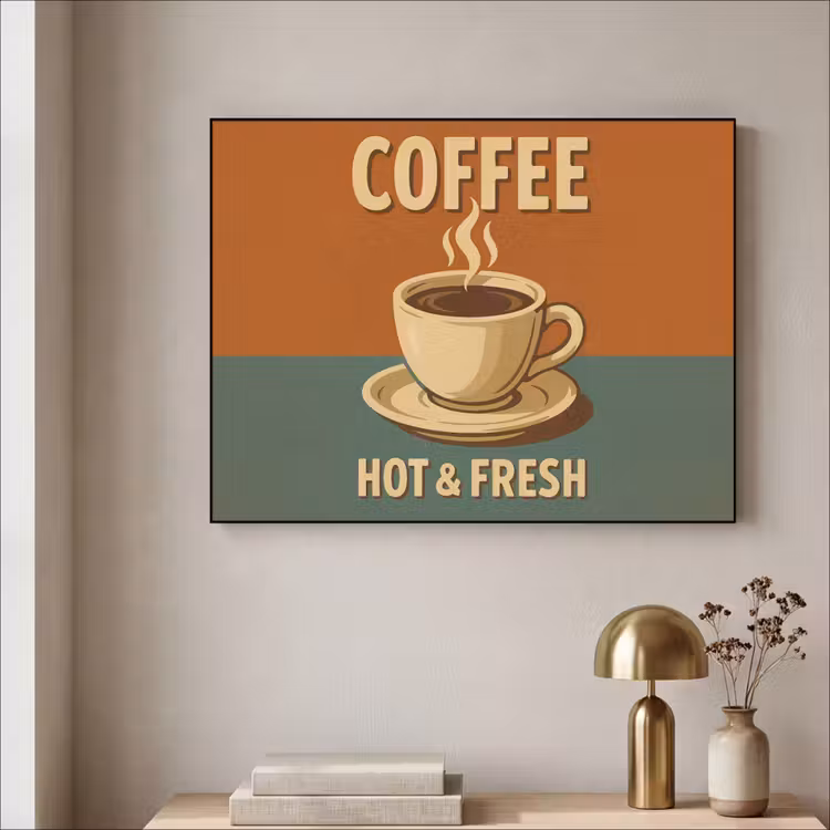 Koffie - Kop - Vintage - Quote Textielframe zwart klein -sfeer2