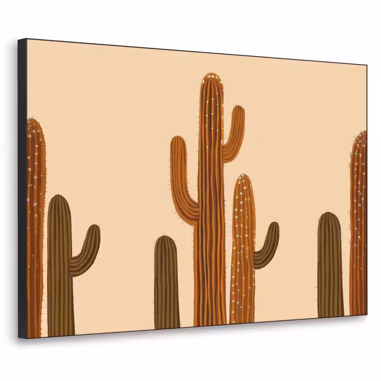 Cactus - Woestijn - Zand - Bruin Textielframe zwart klein -3d