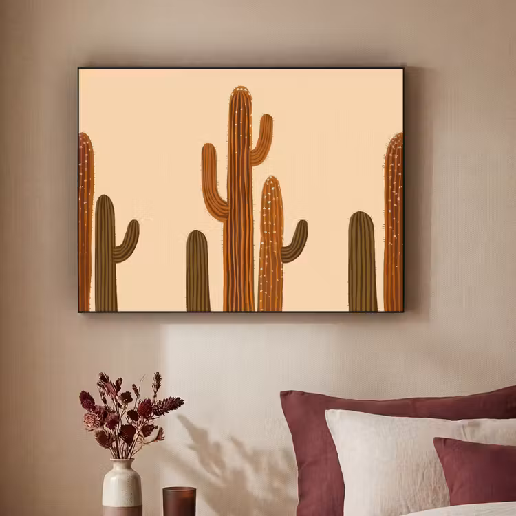 Cactus - Woestijn - Zand - Bruin Textielframe - compleet frame klein -sfeer1