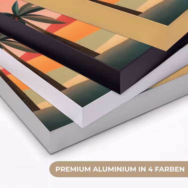 Kameel - Gekleurd tapijt - Duinen - Rode zon Textielframe zwart klein -USP_kleurenDE