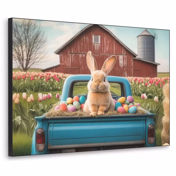 Konijn - Boerderij - Eieren Textielframe zwart klein -3d