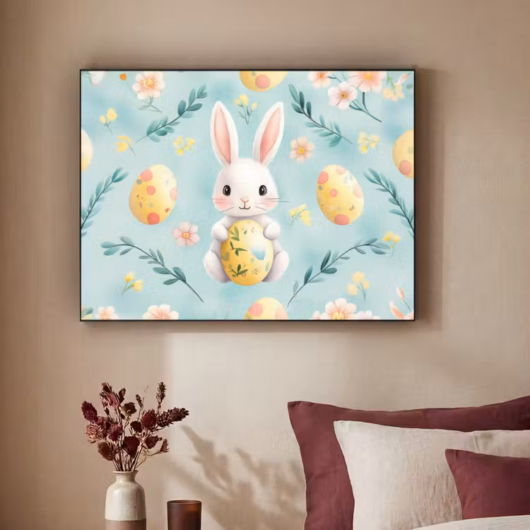 Konijn - Eieren - Takjes Textielframe - compleet frame klein -sfeer1