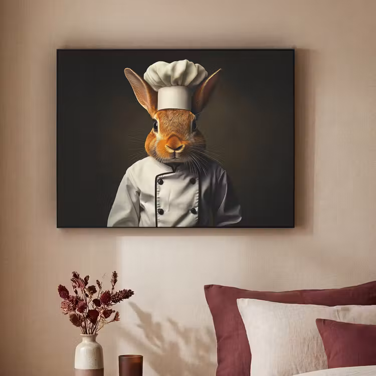 Konijn - Kok - Dier Textielframe - compleet frame klein -sfeer1