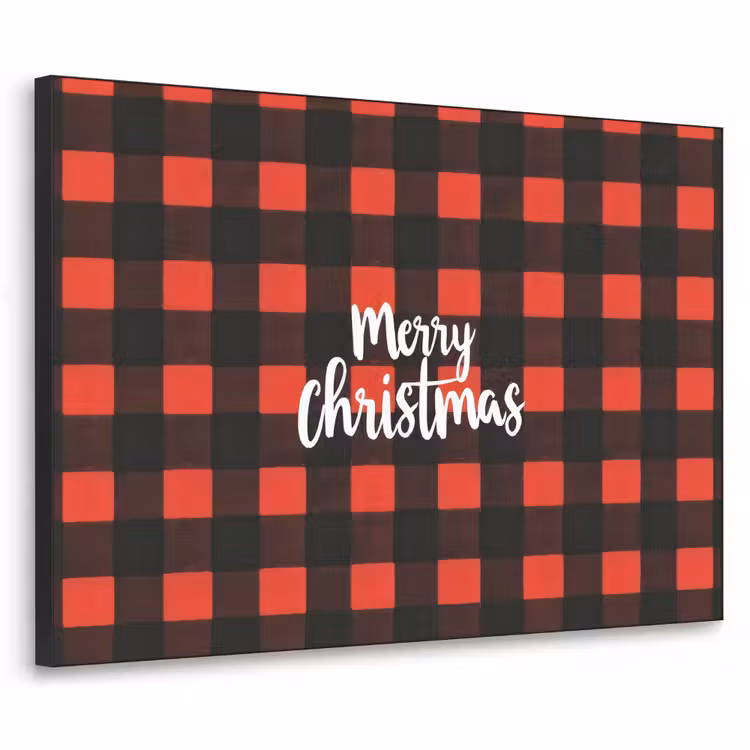 Geruit - Rood - Tekst - Christmas Textielframe - compleet frame klein -3d