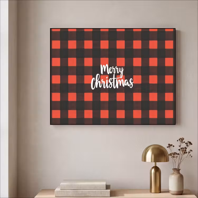 Geruit - Rood - Tekst - Christmas Textielframe - compleet frame klein -sfeer2