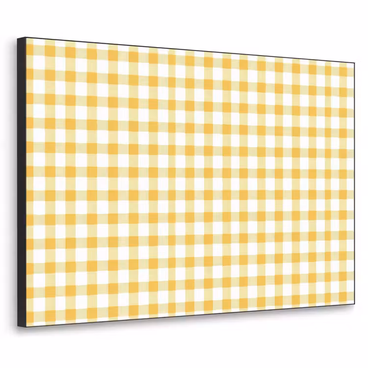 Ruit - Gingham - Klassiek - Geel en Wit Textielframe zwart klein 947 -3d