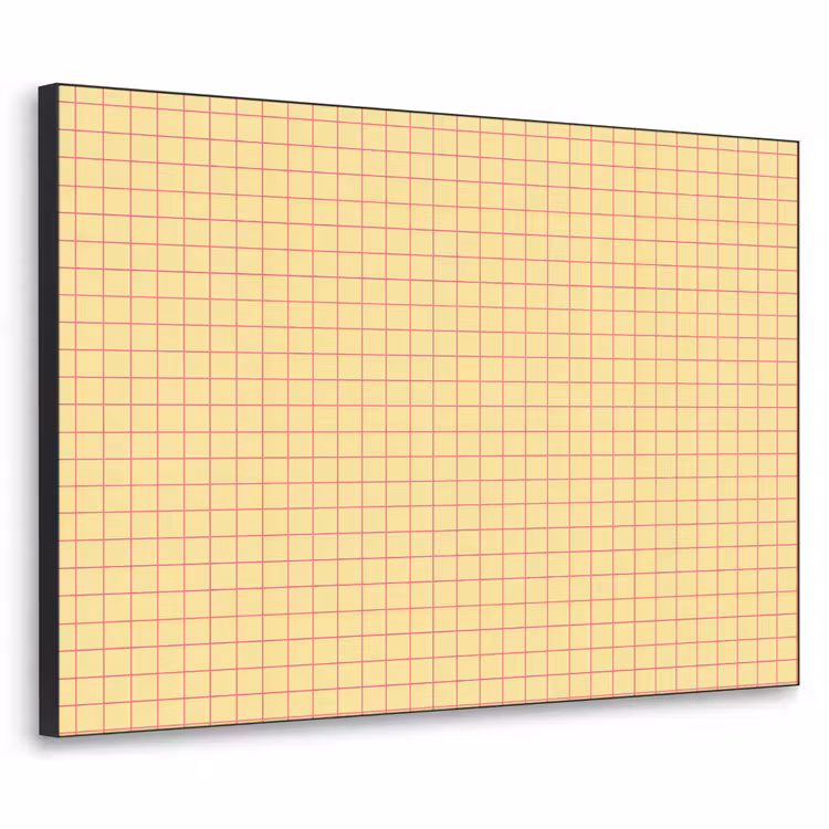 Ruitjes - Grid - Minimalistisch - Geel - Roze Textielframe zwart klein 947 -3d