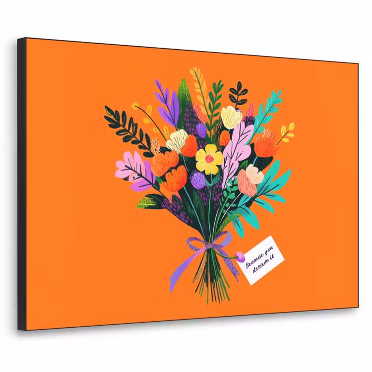 Kaartje - Boeket - Bloemen Textielframe - compleet frame klein -3d