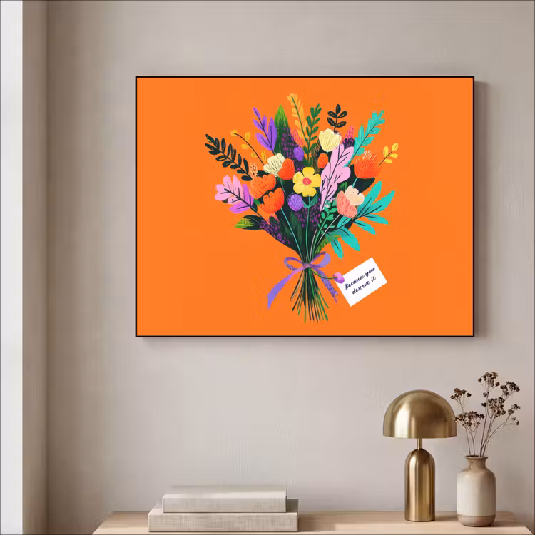 Kaartje - Boeket - Bloemen Textielframe - compleet frame klein -sfeer2