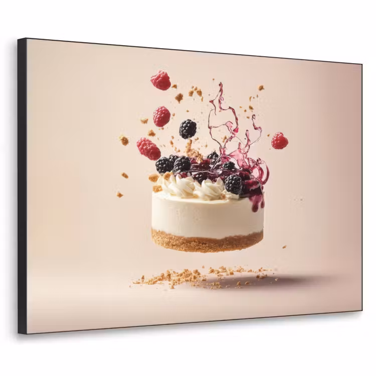 Cheesecake - Eten - Roze - Taart Textielframe zwart klein -3d