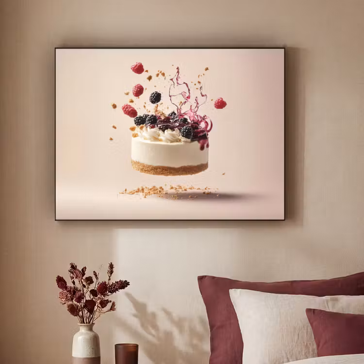 Cheesecake - Eten - Roze - Taart Textielframe - compleet frame klein -sfeer1