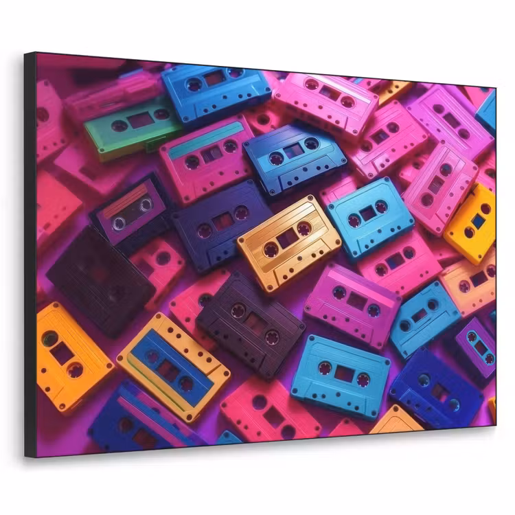 Cassetteband - Kleurrijk - Energiek Textielframe - compleet frame klein -3d