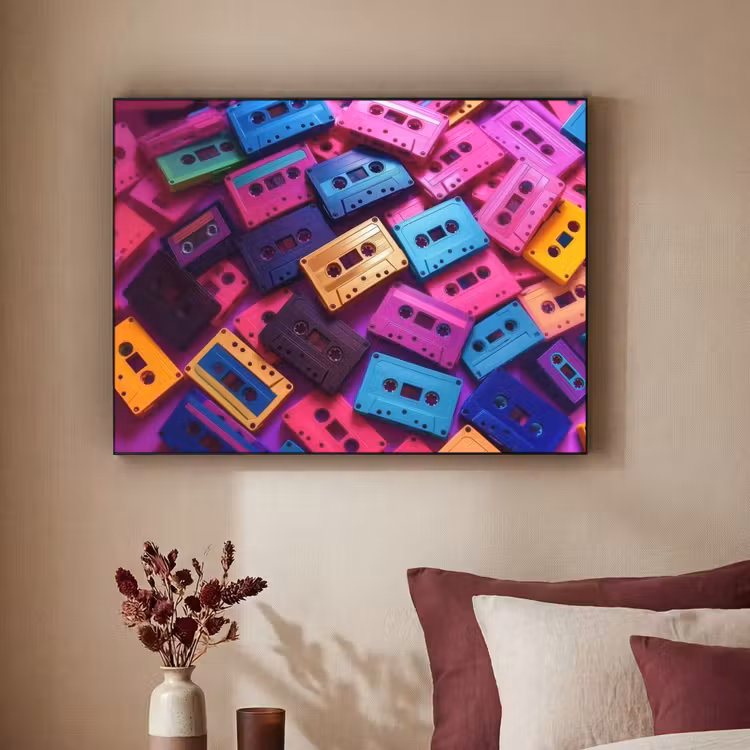 Cassetteband - Kleurrijk - Energiek Textielframe - compleet frame klein -sfeer1