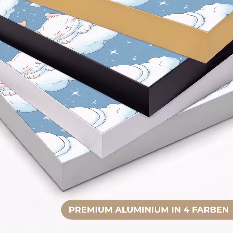 Kitten - Wolken - Blauw Textielframe zwart klein 947 -USP_kleurenDE