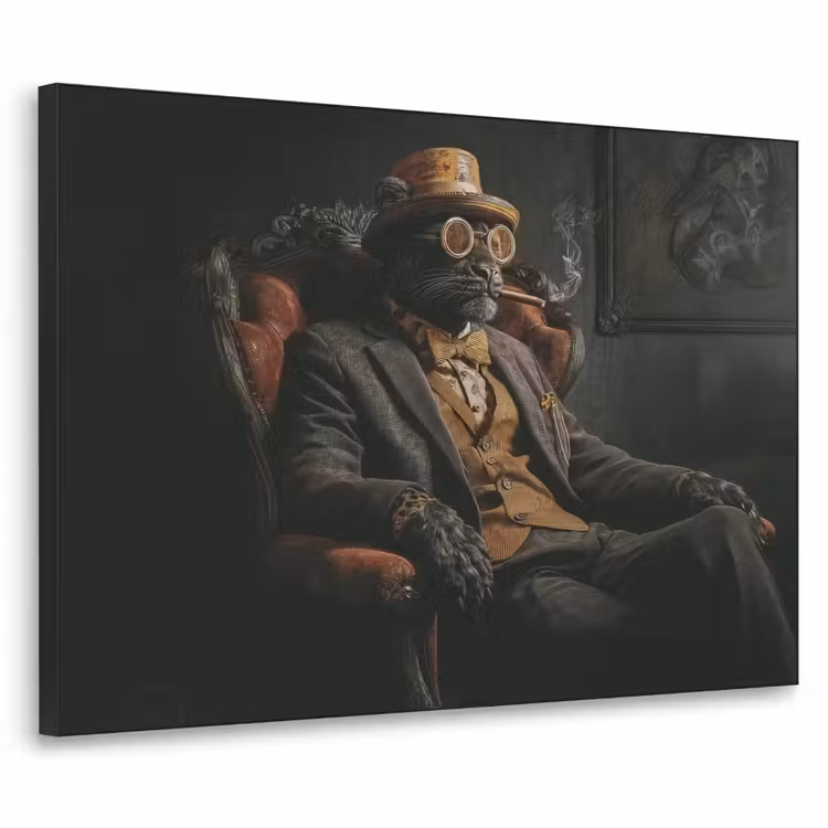 Kat - Pak - Oranje - Sigaar Textielframe zwart klein -3d