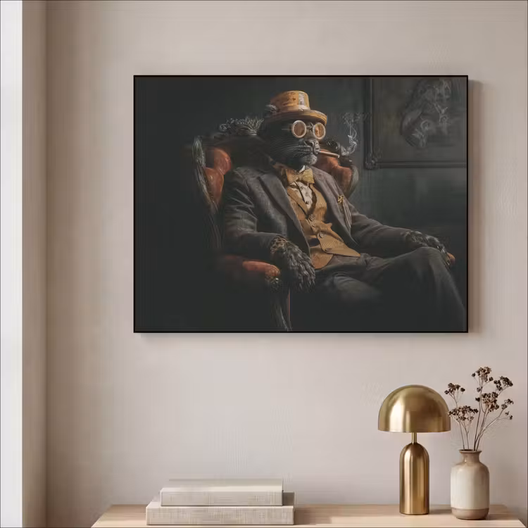 Kat - Pak - Oranje - Sigaar Textielframe - compleet frame klein -sfeer2