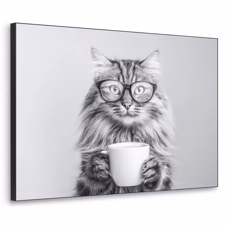 Kat - Bril - Mok - Pluizig Textielframe - compleet frame klein -3d