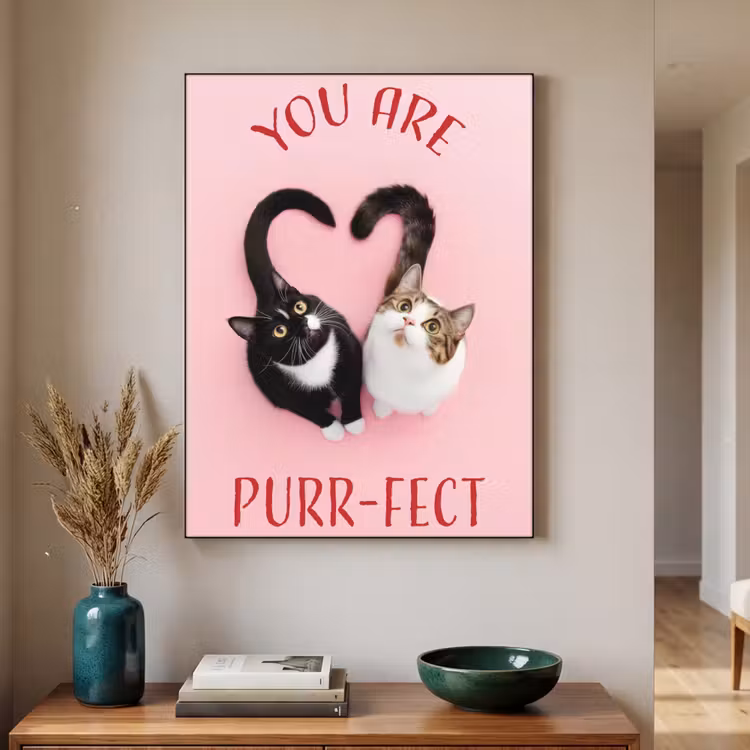 Kat - Hart - Tekst - Valentijn Textielframe zwart klein -sfeer1