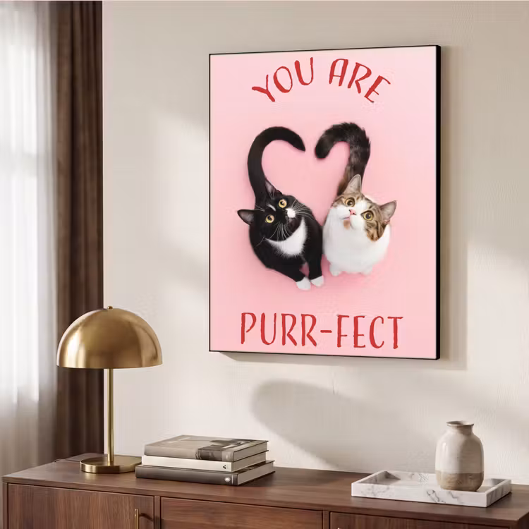Kat - Hart - Tekst - Valentijn Textielframe zwart klein -sfeer3