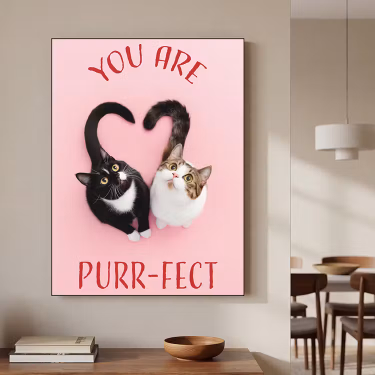 Kat - Hart - Tekst - Valentijn Textielframe zwart klein -sfeer2