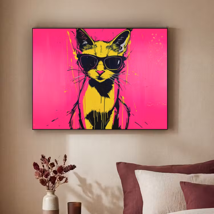 Kat - Art - Zonnebril - Roze Textielframe - compleet frame klein -sfeer1