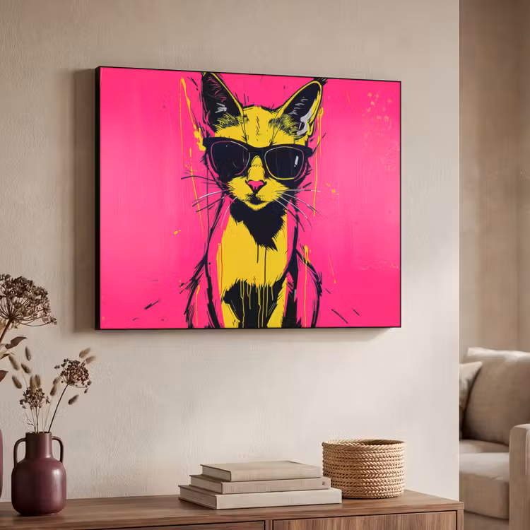 Kat - Art - Zonnebril - Roze Textielframe - compleet frame klein -sfeer3