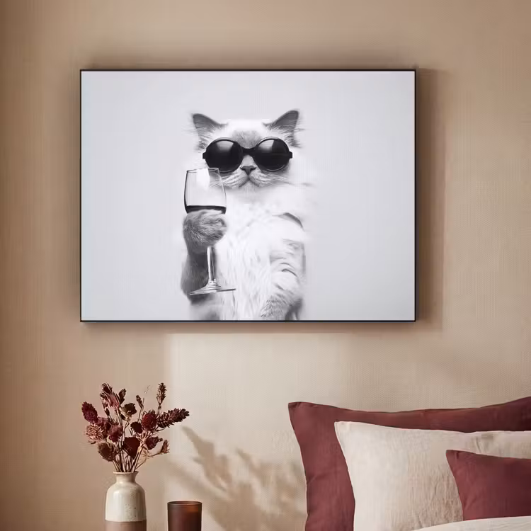 Kat - Zonnebril - Wijnglas - Langharig Textielframe - compleet frame klein -sfeer1